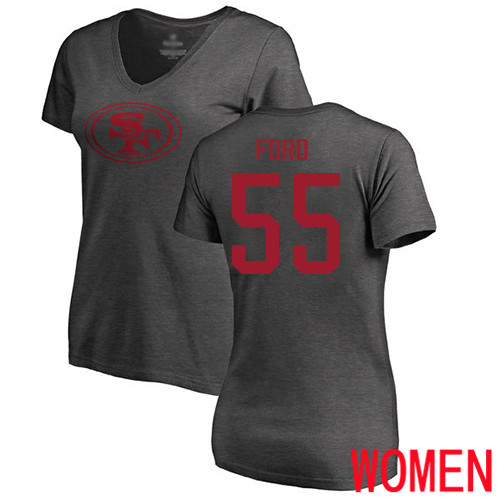 San Francisco 49ers Ash Women Dee Ford One Color #55 NFL T Shirt->women nfl jersey->Women Jersey